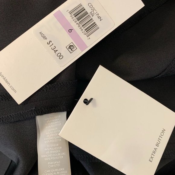 NEW CALVIN KLEIN Elegant Black SHIRT DRESS PUFF SLEEVE size 6 - Picture 8 of 8